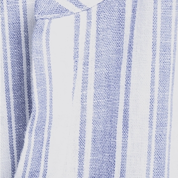 Time and Tru Striped Linen-Blend Tiered Midi Dress Blue and White - Size M 2035 - Picture 4 of 7